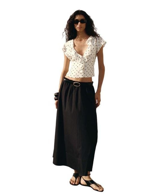 Mango Gray Kendal Ruffle Crop Top