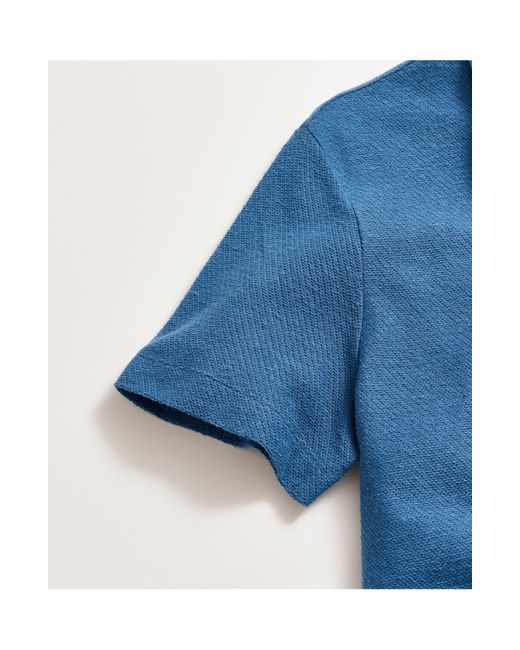 Billy Reid Blue Hemp & Cotton Knit Polo for men