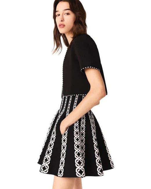 Maje Black Cropped Short Sleeve Cardigan