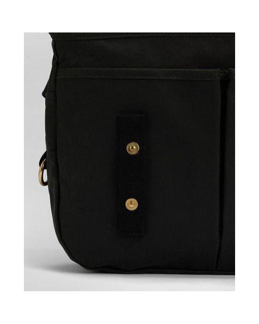 Barbour Black Field Riever Wax Cotton Crossbody Bag for men