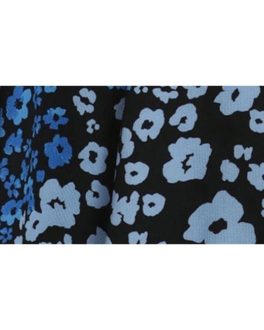 Maggy London Blue Floral Flutter Sleeve Midi Dress