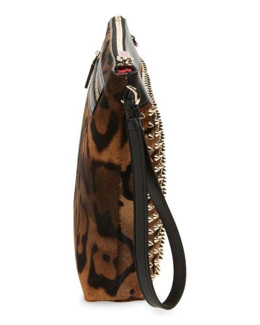 Christian Louboutin Gray Funky Studded Genuine Calf Hair Clutch