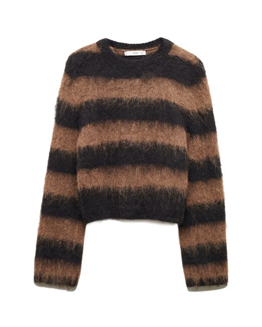 Mango Black Telarany Stripe Crewneck Sweater