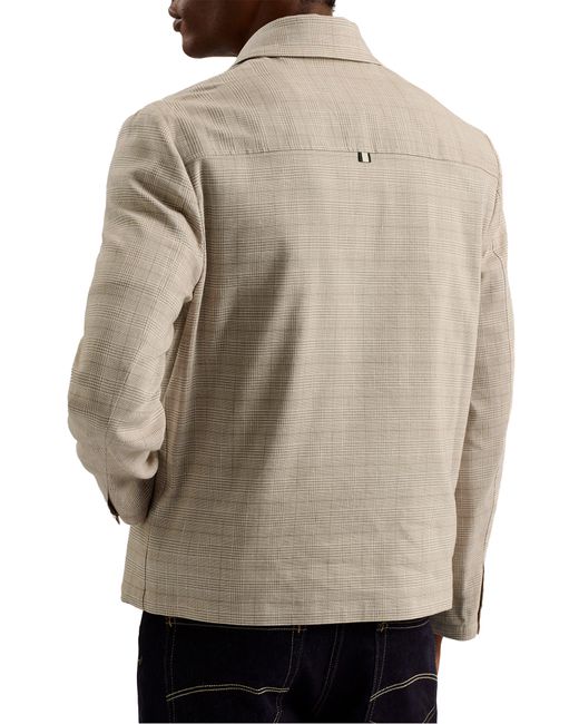Ted Baker Natural Firs Lightweight Plaid Stretch Linen Blend Jacket for men