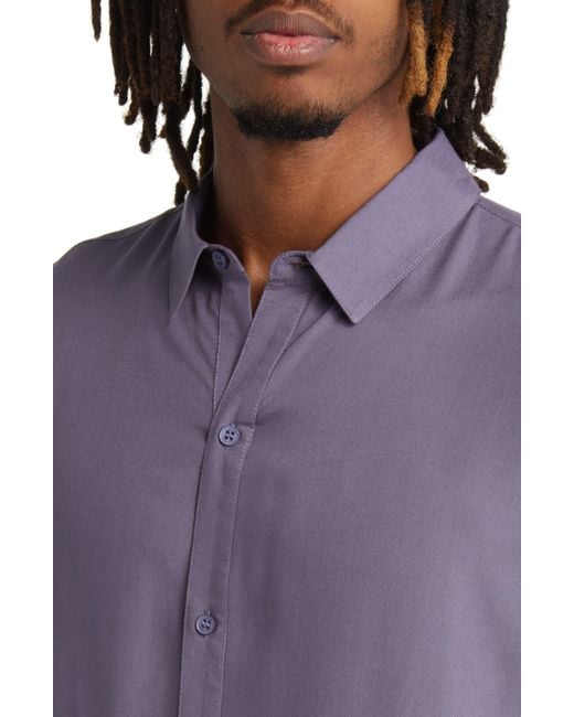 Native Youth Purple Embroidered Button-up Shirt for men