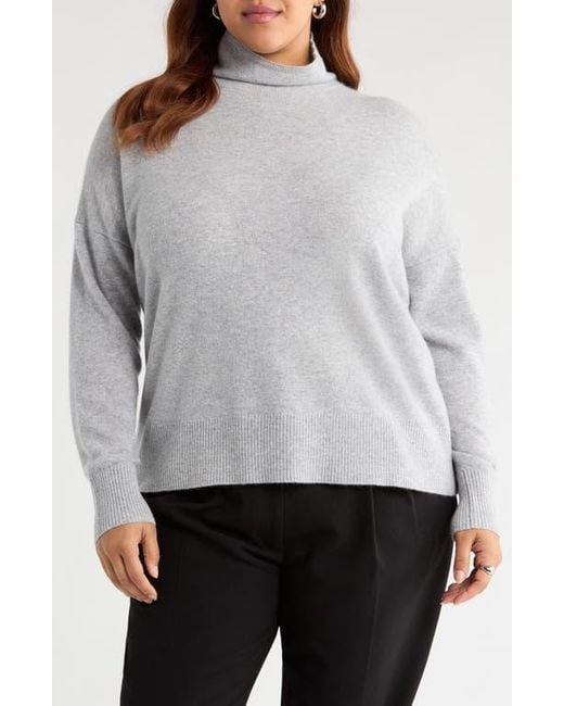 Nordstrom Gray Oversize Cashmere Turtleneck Sweater