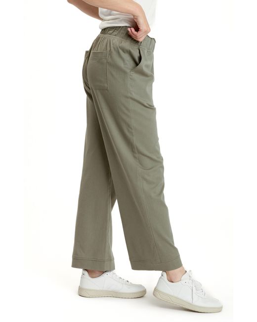 Threads For Thought Green Georgie Stretch Twill Wide Leg Pants