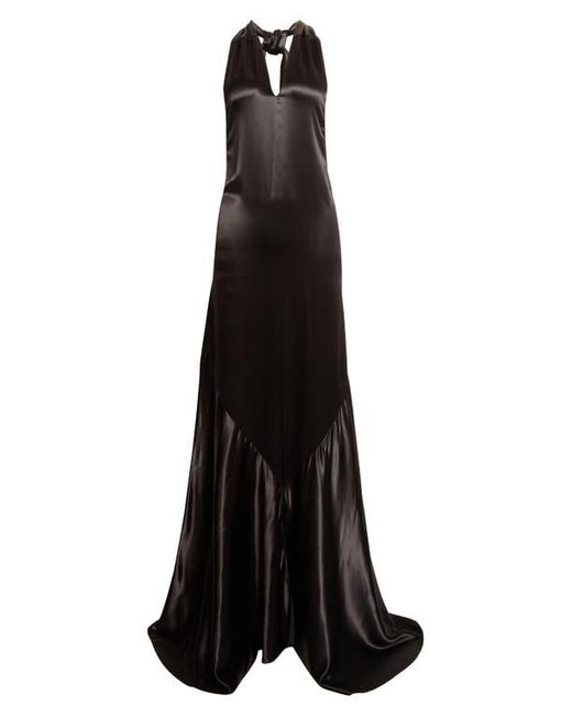 Marni Black Gathered Satin Halter Gown