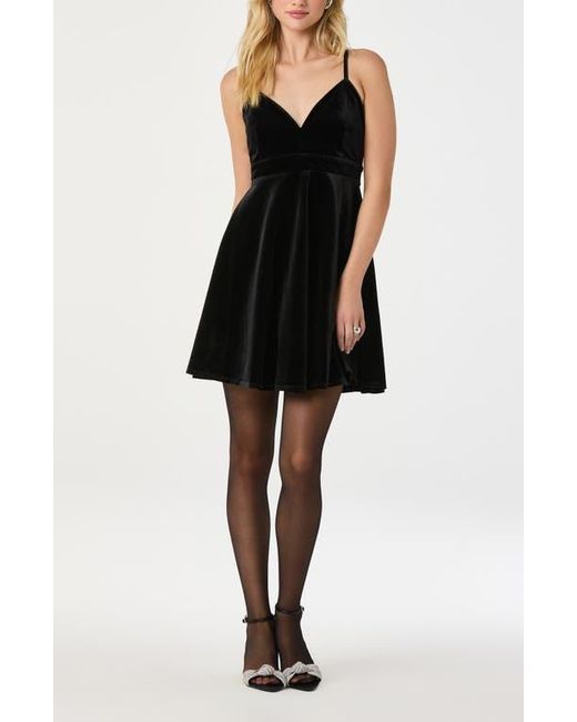 black velvet skater dress Black boohoo Plus Velvet Sequin Long Sleeve Skater Dress