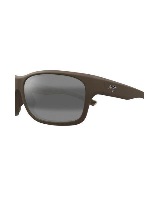 Maui Jim Gray 'Ano Nui 63Mm Oversize Polarizedplus2 Rectangular Wrap Sunglasses for men