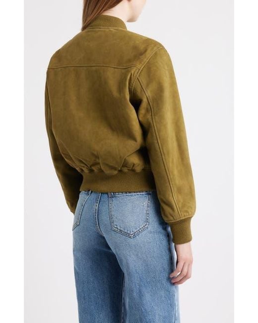Schott Nyc Green Suede Bomber Jacket