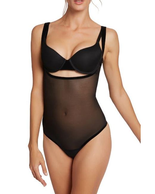 Wolford Black Tulle Forming Underbust Shaper Thong Bodysuit