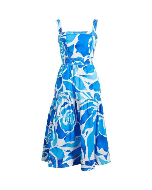 MILLY Blue Annette Dream Rose Poplin Dress