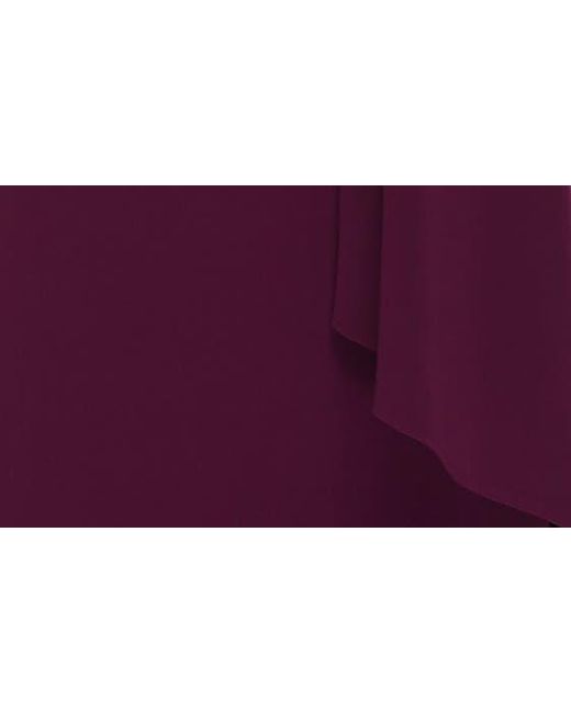 La Femme Purple Ruched Jersey Sheath Gown