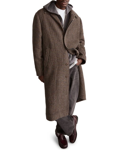 Madewell Brown Houndstooth Topcoat for men