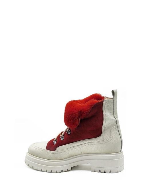 Beautiisoles Red Francy Genuine Shearling Lined Platform Boot