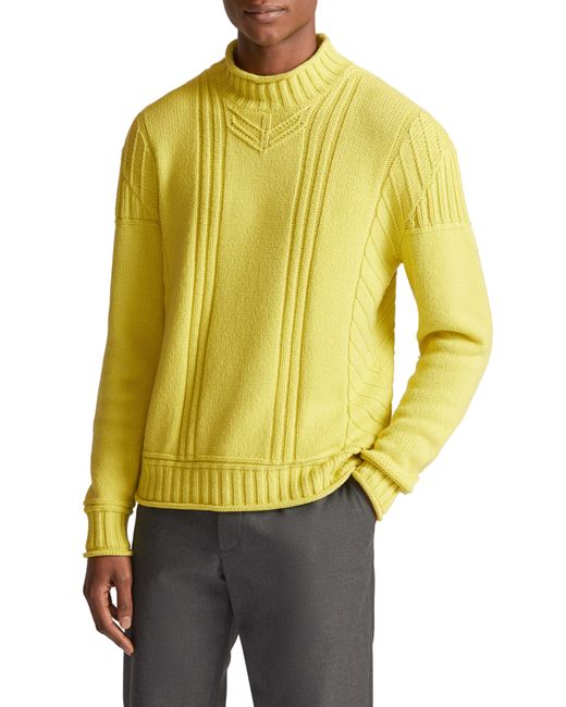 Loro Piana Haston Baby Cashmere Mock Neck Sweater in Yellow for Men | Lyst