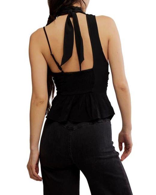 Free People Black True To You Sleeveless Tie Neck Top