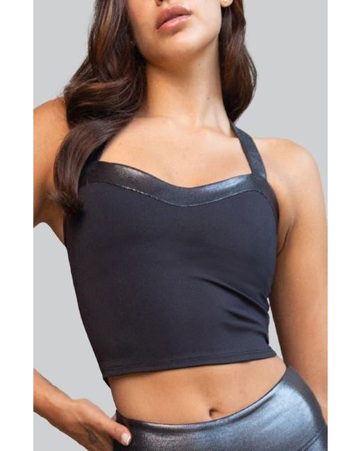 Heroine Sport Blue Nova Metallic Trim Longline Sports Bra