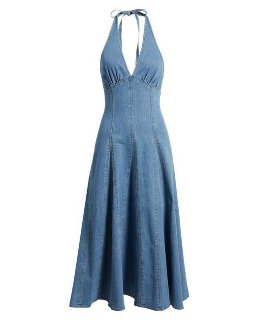 freemarket denim dress Freemarket Pleated Denim Midi Shirt Dress - Indigo