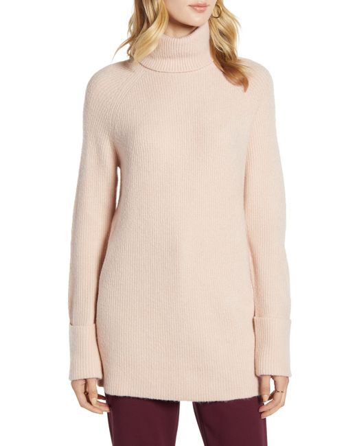 Halogen Pink Halogen Ribbed Turtleneck Sweater