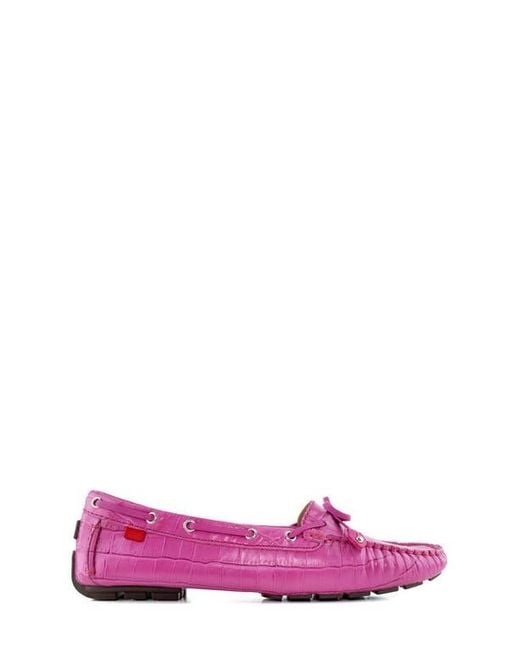 Marc Joseph New York Pink Cypress Hill Croco Tiebow Driver Loafer