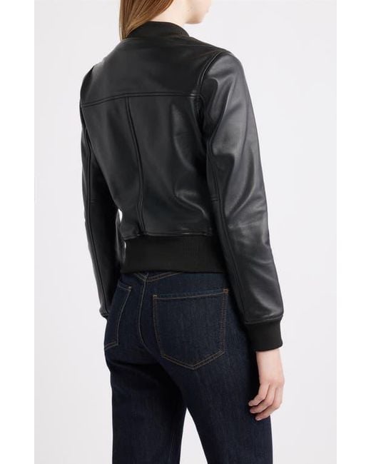 Frye Black Classic Leather Bomber Jacket