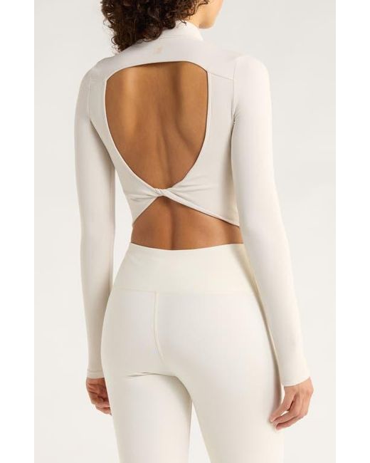 Mpg White Cloud Open Back Crop Top