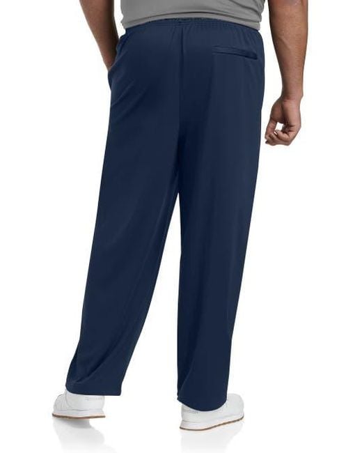 Reebok Blue Big & Tall Performance Double-Knit Open-Hem Pants for men