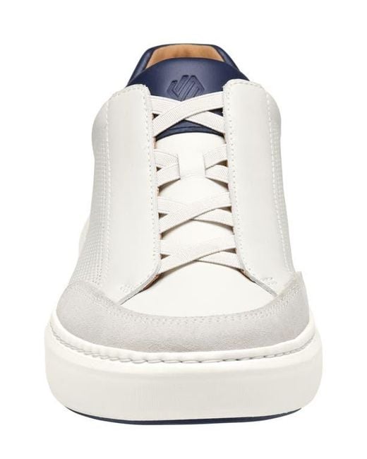 Johnston & Murphy White Anders Perforated Leather Sneaker for men
