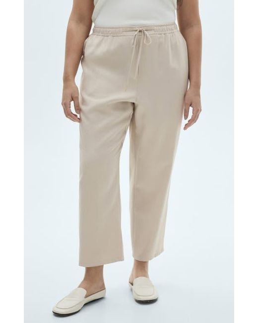 Mango Natural Elastic Waist Flowy Pants