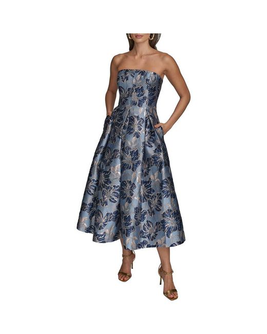 donna karan strapless fit and flare dress Donna Karan Women's Mikado And Chiffon Strapless Twist Gown Dress in Black, Size 2