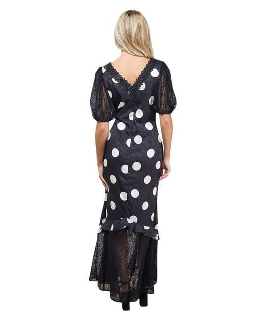 Oasis Blue Frill Detail Puff Sleeve Midi Dress