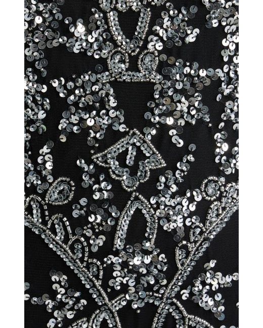 pisarro nights beaded mesh midi cocktail dress Beaded Mesh Midi Cocktail Dress in Black