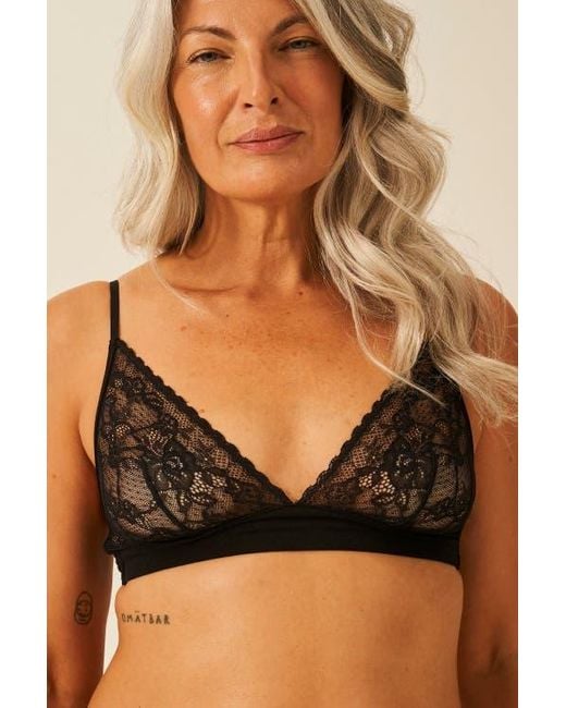 Stripe & Stare Black Eco Lace Triangle Bra & Original Knicker Set