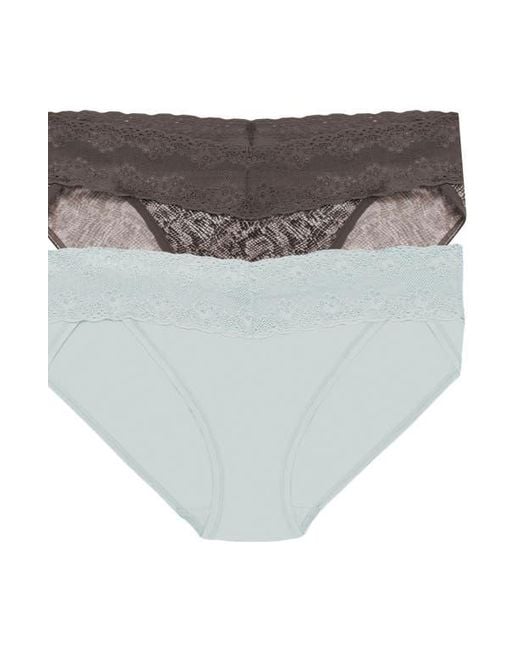 Natori Gray Bliss Perfection Lace Trim Bikini Brief 2-Pack