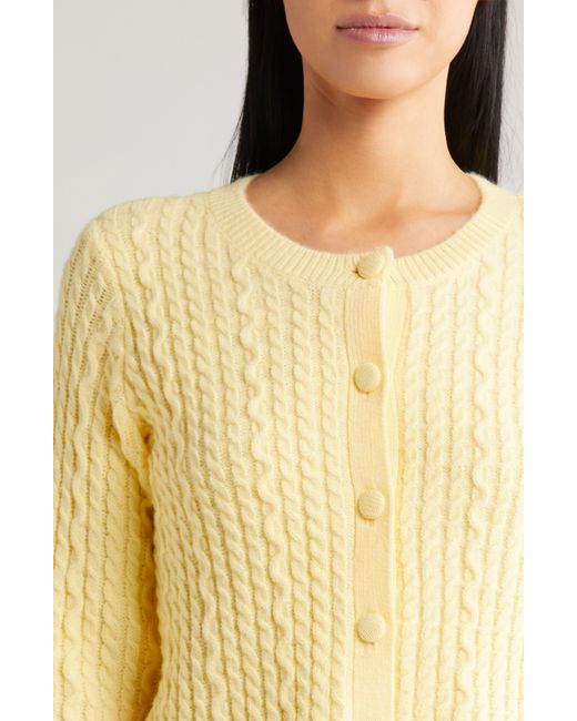 All In Favor Yellow Crop Cable Cardigan In At Nordstrom, Size Large