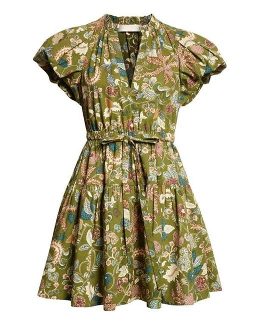 Ulla Johnson Green Izel Floral Print Minidress