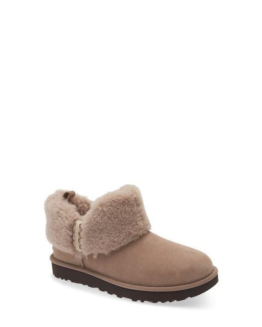 Ugg Brown Ultra Mini Braid Genuine Shearling Bootie