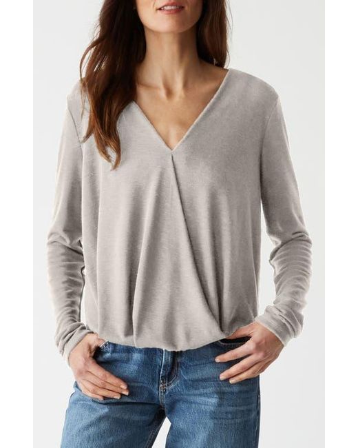 Michael Stars Gray Janet Surplice Top