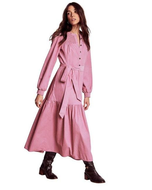 Boden Pink Cecily Long Sleeve Corduroy Midi Dress