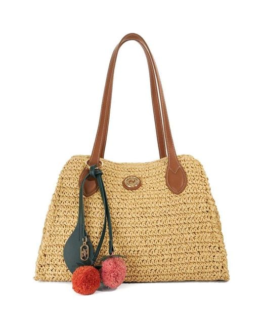 Dune Metallic Devotedly Raffia Satchel