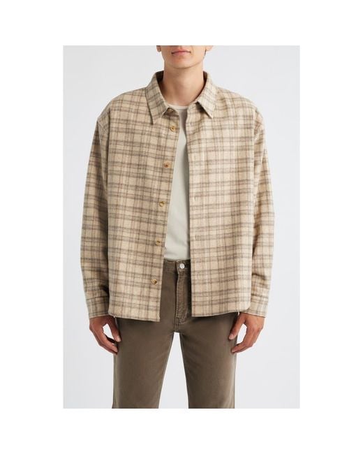 FRAME Natural Plaid Wool Blend Overshirt for men