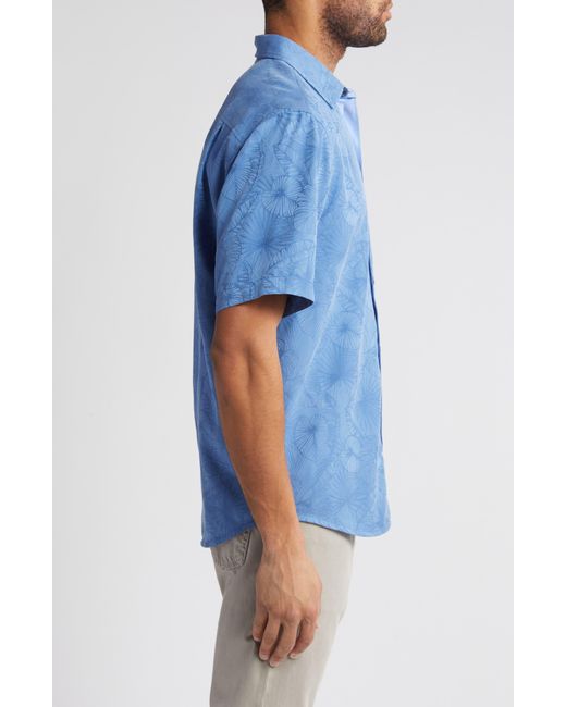 Tommy Bahama Blue Coconut Point Keep It Frondly Islandzone Short Sleeve Performance Button-up Shirt for men