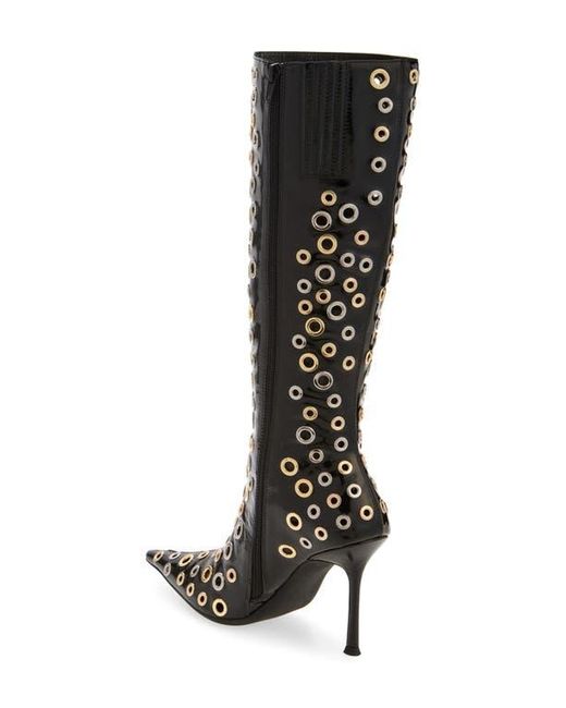 Jeffrey Campbell Black Holey Pointed Toe Knee High Boot