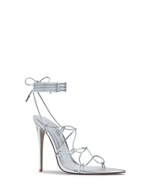 Femme LA Metallic Sin Ankle Wrap Pointed Toe Sandal