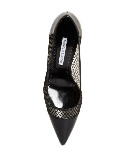 Manolo Blahnik Black Capcourme Mesh & Leather Pump