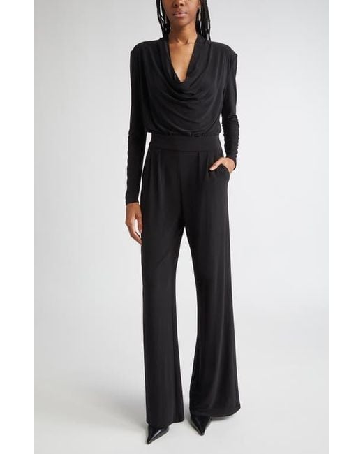 Ramy Brook Black Eden Cowl Neck Wide Leg Jumpsuit