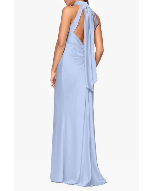 halter dress neckline Elyna Slinky Halter Maxi Dress / Navy | MESHKI main image 0