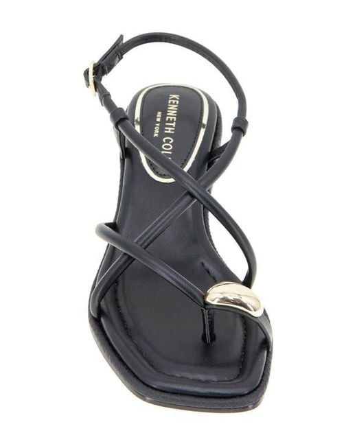 Kenneth Cole Black Gatlyn Ankle Strap Kitten Heel Sandal